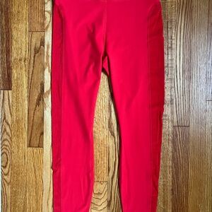 Fabletics PureLuxe Red Leggings with Mesh Sides